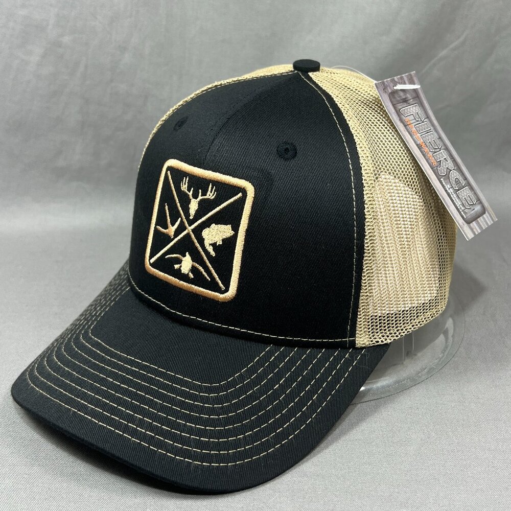 Fierce Outdoor Snapback Hat Black Trucker Mesh Fishing Hunting Adjustable Mens